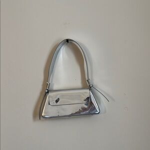 Zara Silver Asymmetrical Shoulder Bag